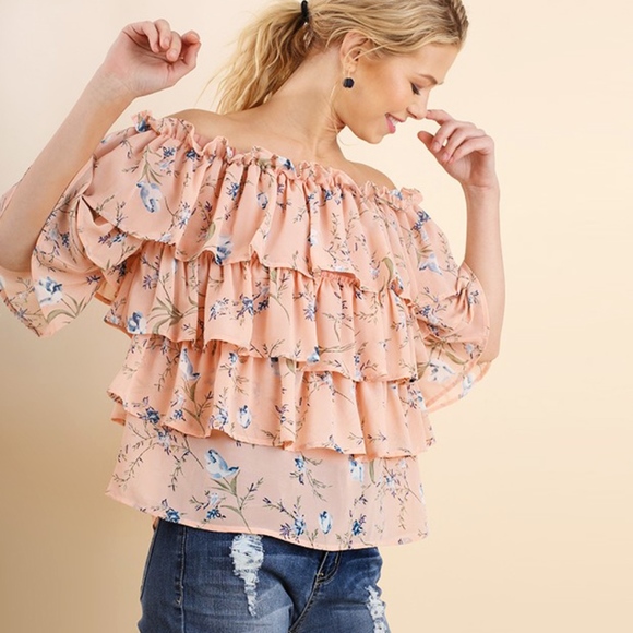 Layered Off-Shoulder Floral Print Blouse - Picture 3 of 3